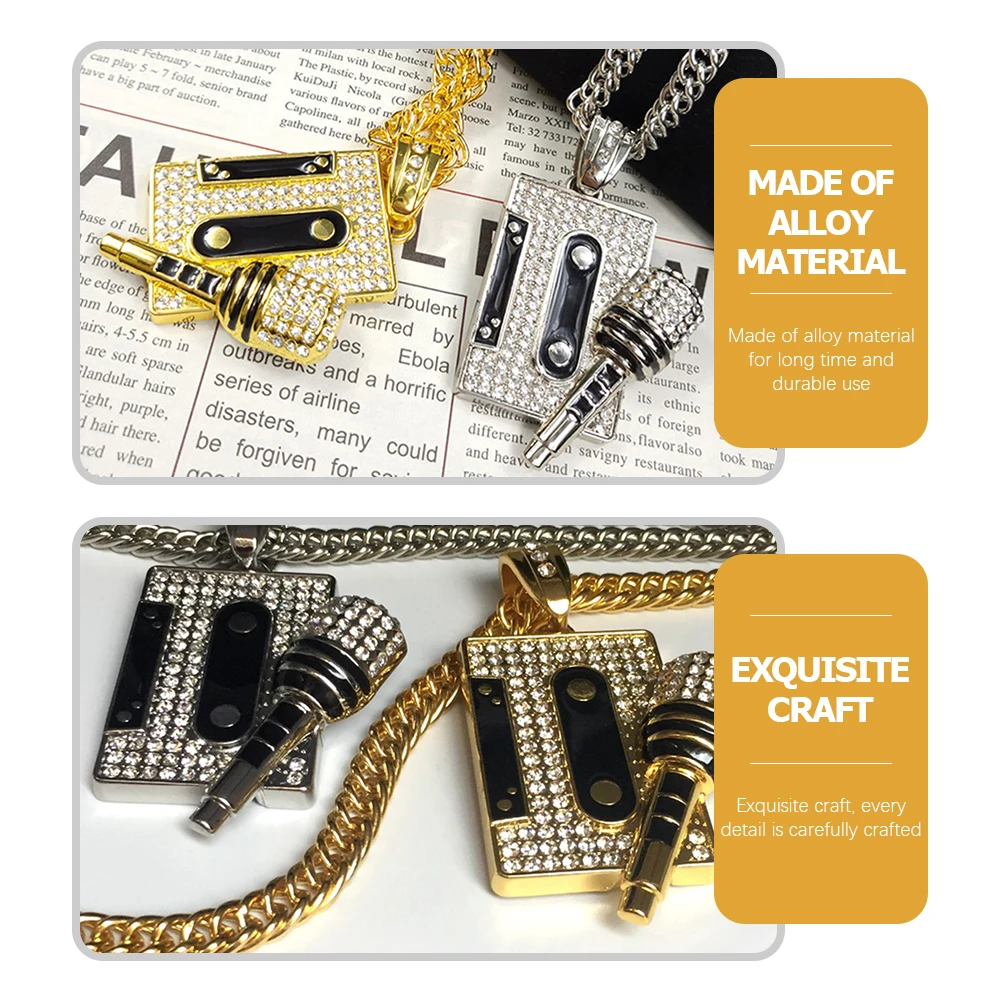 

Microphone Necklace Rapper Jewelry Hip Hop Men Music Alloy Chain Hiphop Miss Necklaces