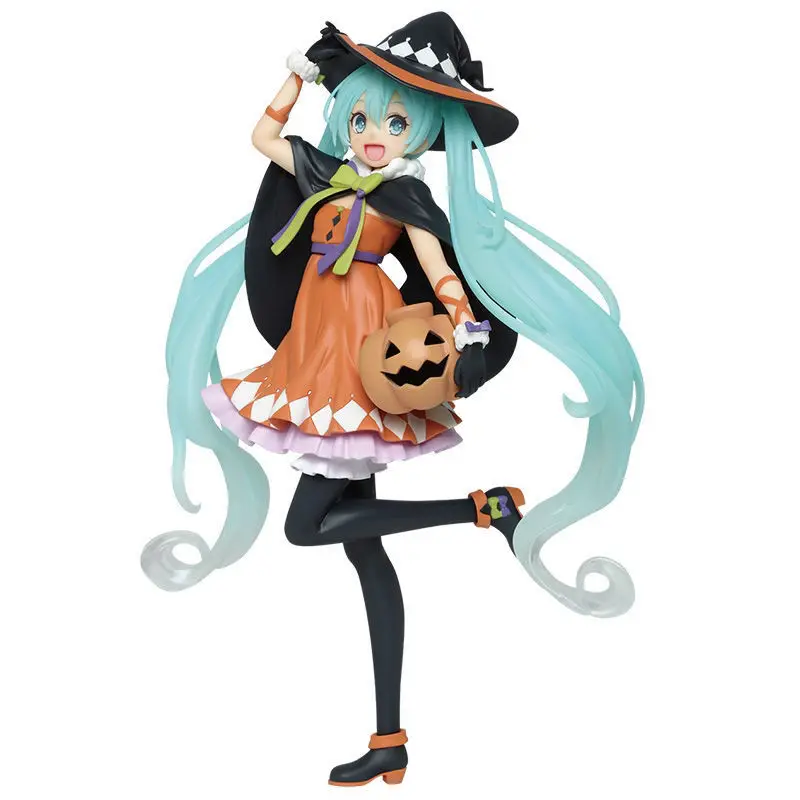 Original 18cm Anime Hatsune Miku Figure 2nd Halloween Pumpkin Miku