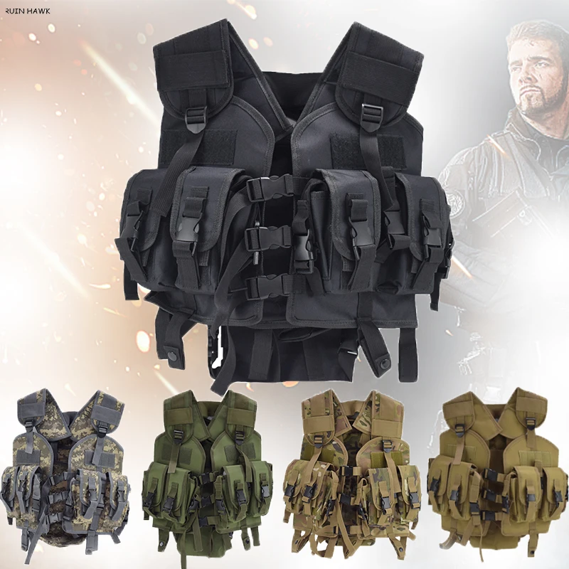 

Men's Camouflage Tactical Molle Vest for Outdoor CS Hunting Combat Air Gun Protective Equipment Color Bulletproof Military Style
