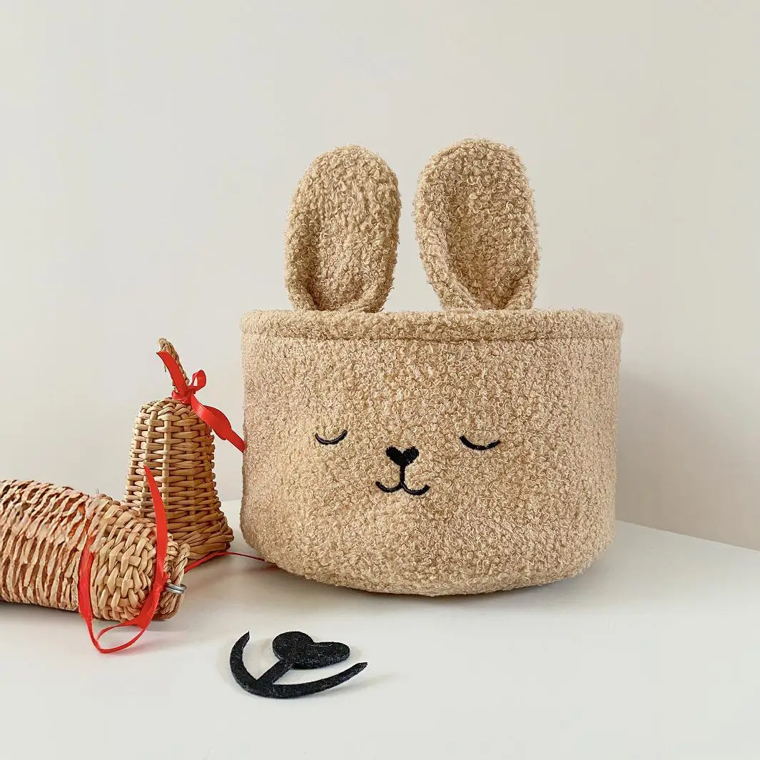 Cute Rabbit Storage Basket Soft Cartoon Plush Candy Bag Sundries Organizer Ins Style Children's Toys Storage Bucket