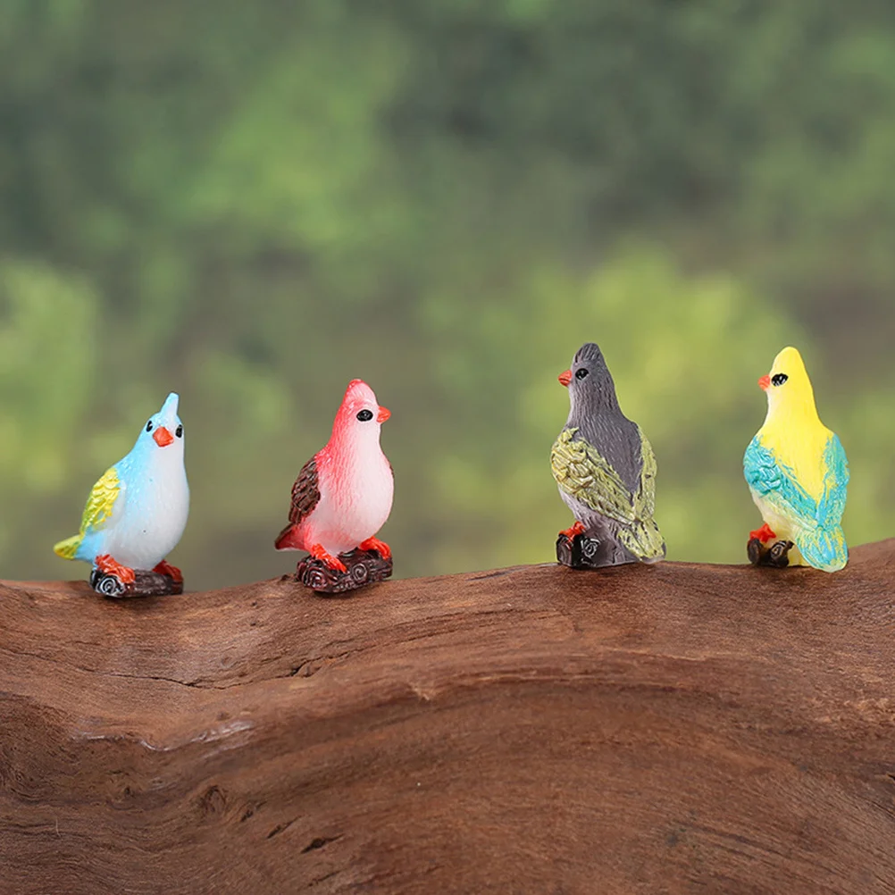 

10 шт., милые мини-украшения с попугаем, изысканное мастерство, разнообразные цвета, домашний двор, садовый декор, миниатюрная птица