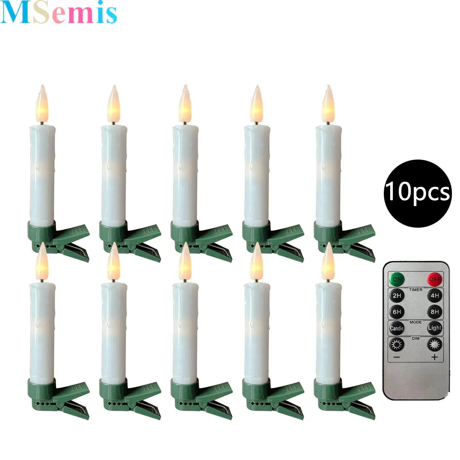 

LED Taper Candle with 3D Flickering Flame Battery Operated Taper Candle with Clips And Remote for Christmas Ornament