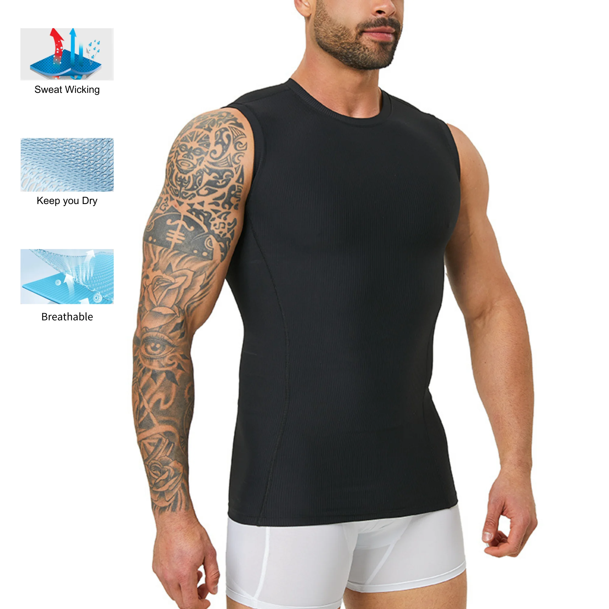 Men's Slim Fit Body Shaping Ve - đánh giá và giá Tank Top Ribbed