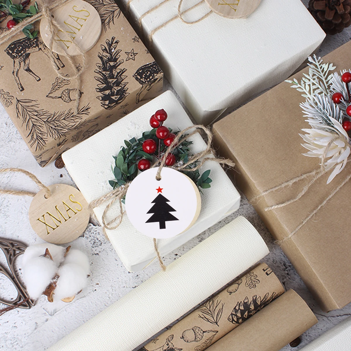 

200 Pcs Baking and Placing Xmas Present Tags Paper for Label Festive Gift Christmas