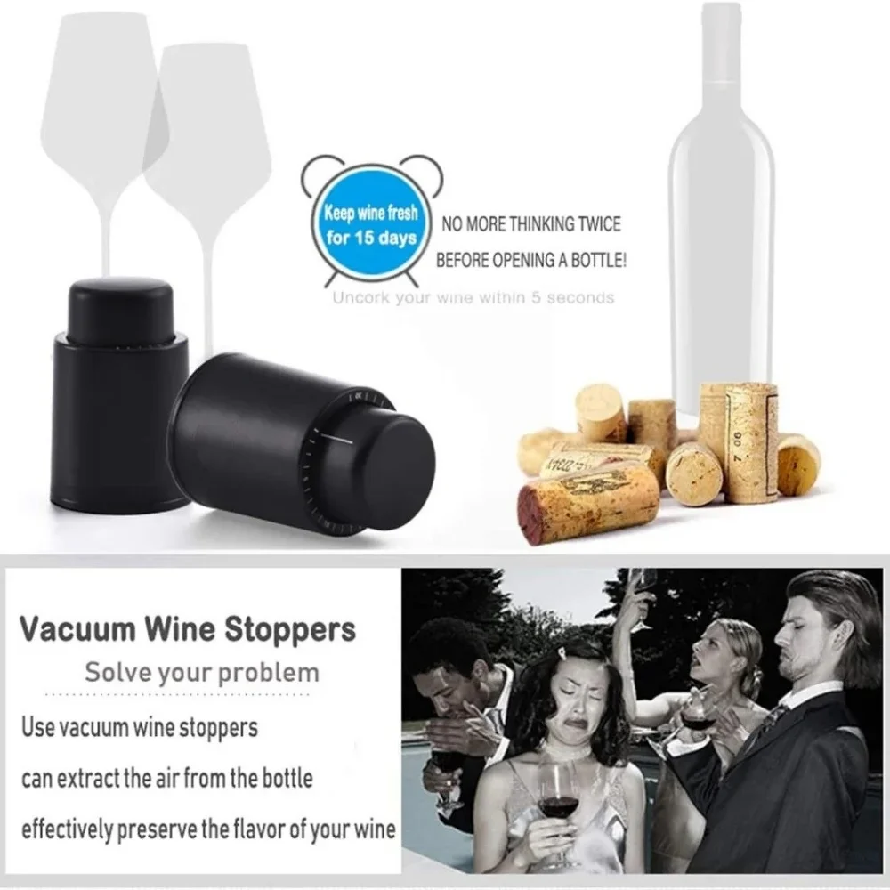 Reusable Push Type Vacuum Memory Wine Stopper Tight Sealed Storage Wine Bottle Cap Keep Red Wine Fresh Wine Preservation Tool view 5