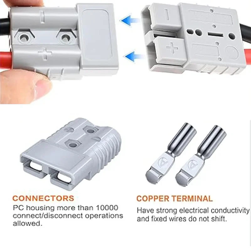 2/4/6/8/10pcs set Battery quick-connect/disconnect connectors 50A 120A 175A 600V 2-pin silver-plated copper High-current plug