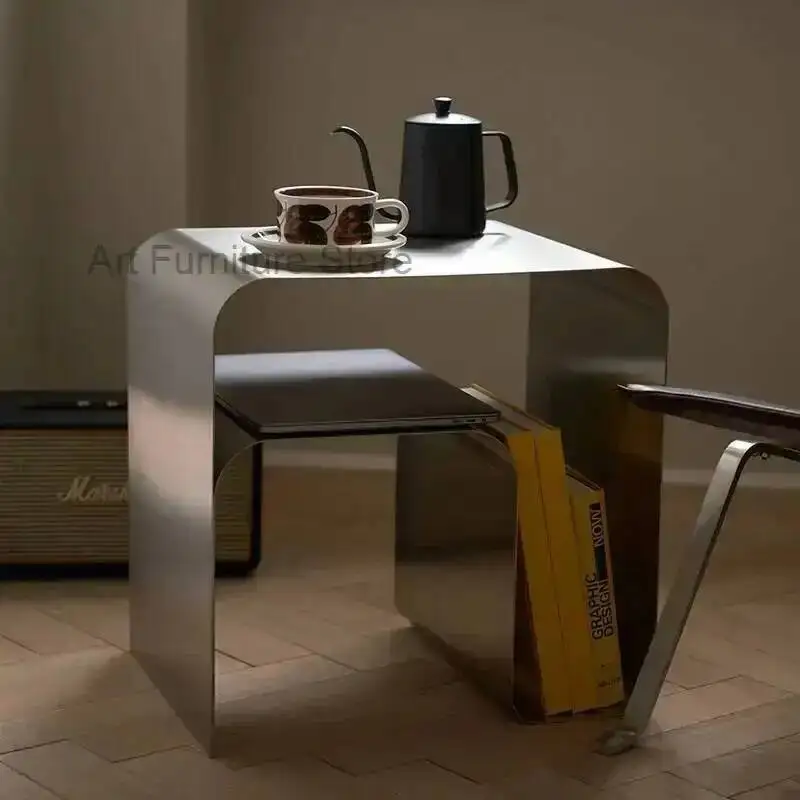 Minimalist Medieval Stainless Steel Bedside Table Side Table One-piece Locker Coffee Table Vintage Bauhaus