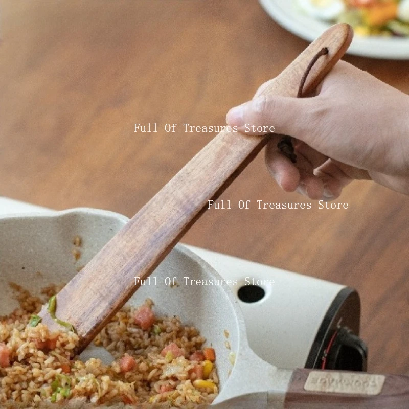 Outdoor extended version portable wooden spatula wooden handle cooking shovel complementary food shovel