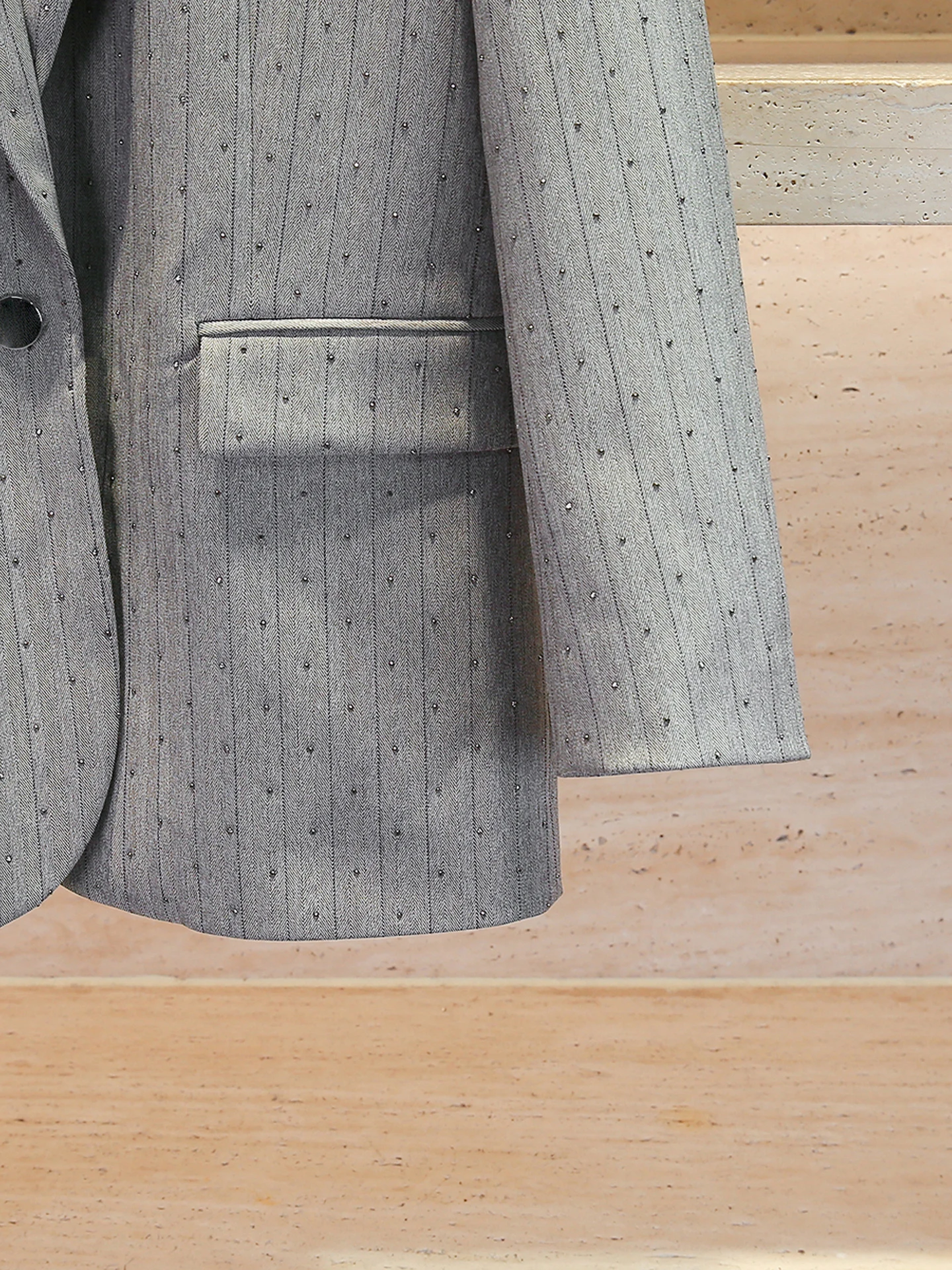 M Home Nan You Abito a righe autunno inverno da donna di fascia alta Jaet con strass stirati Pendolarismo Sle Stand Fit Long Sve