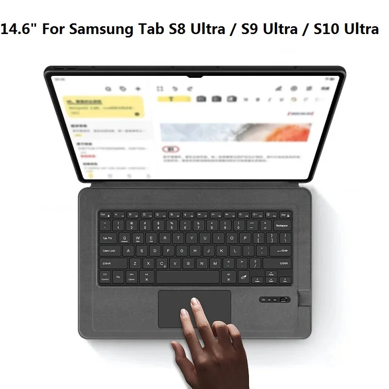 

Чехол с клавиатурой 14,6 дюйма для Samsung Galaxy Tab S10 Ultra S8 Ultra S9 Ultra, планшет, беспроводная Bluetooth-клавиатура, кожаный чехол