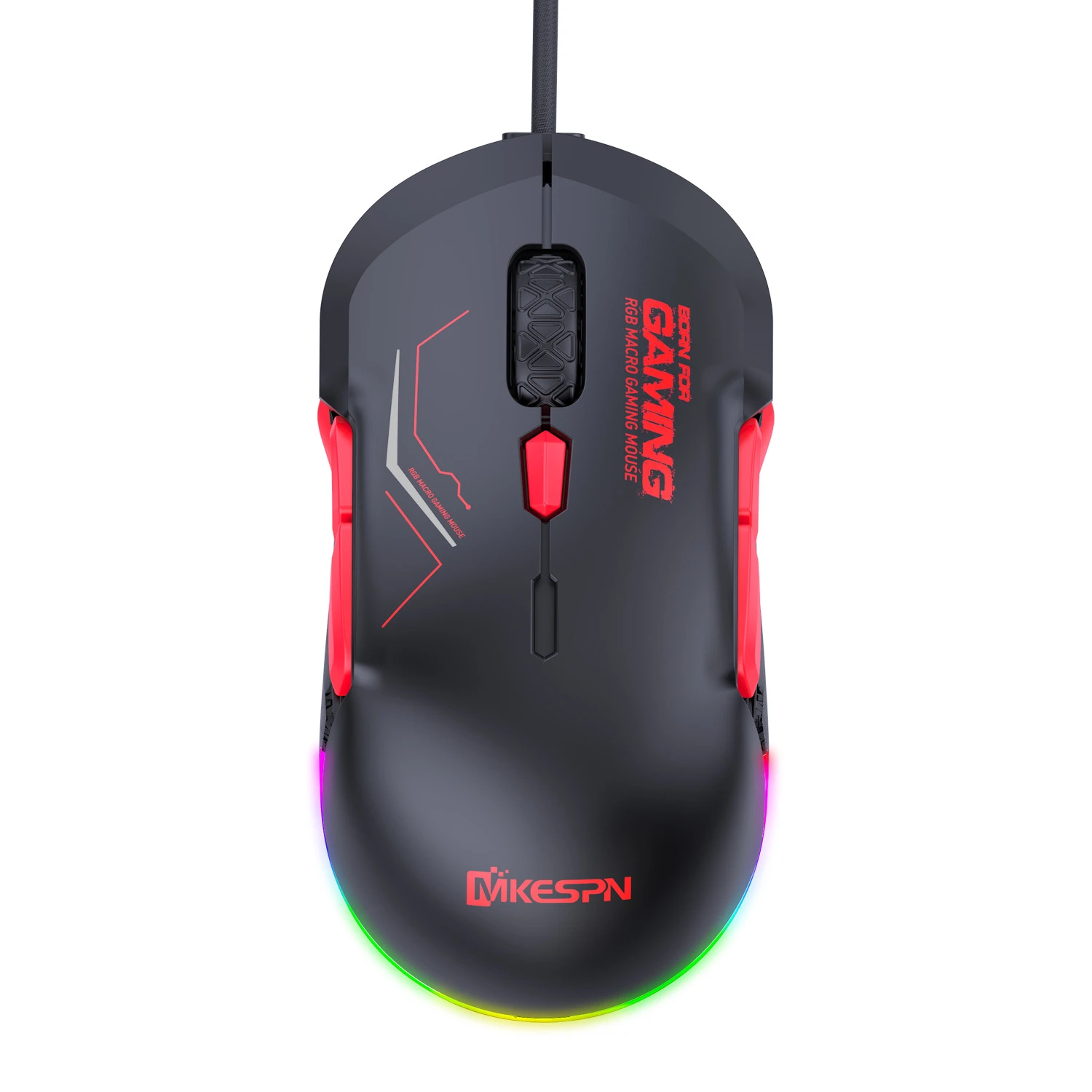X12 USB Wired Gaming Mouse 10 Keys Macro Programmable 12800DPI RGB Light Symmetric Ergonomic Gaming Mice for Left Right Hand