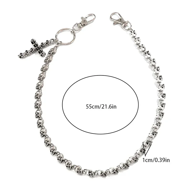 Vintage Metal Rock Punk Breloczki Łańcuszki Damskie Męskie Czaszka Gotyk Łańcuszek do Spodni Pasek do Spodni Jeansów Biżuteria Akcesoria