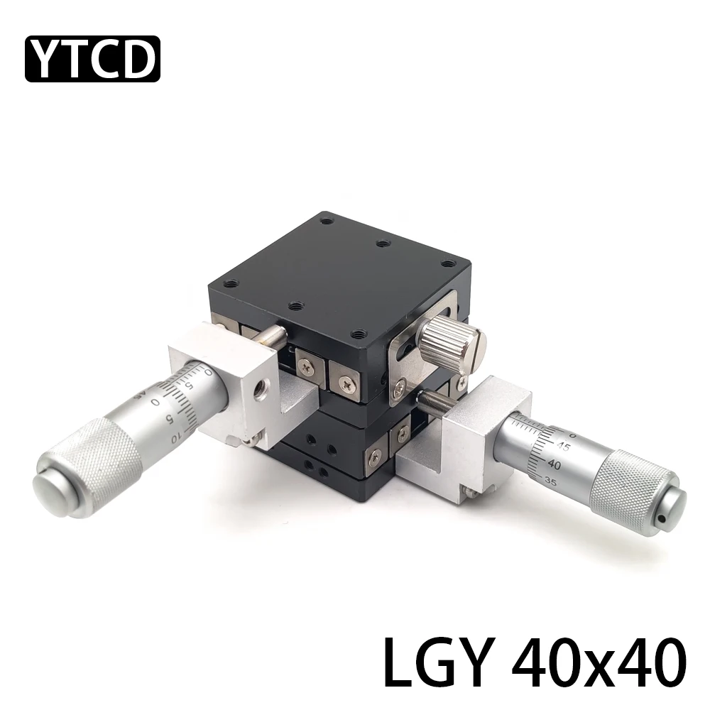 XY Axis Stages 40x40mm Knob Micrometer Sliding Stage Guide Rail Type Platform Manual Displacement Sliding Table LGY40-R LGY40-L