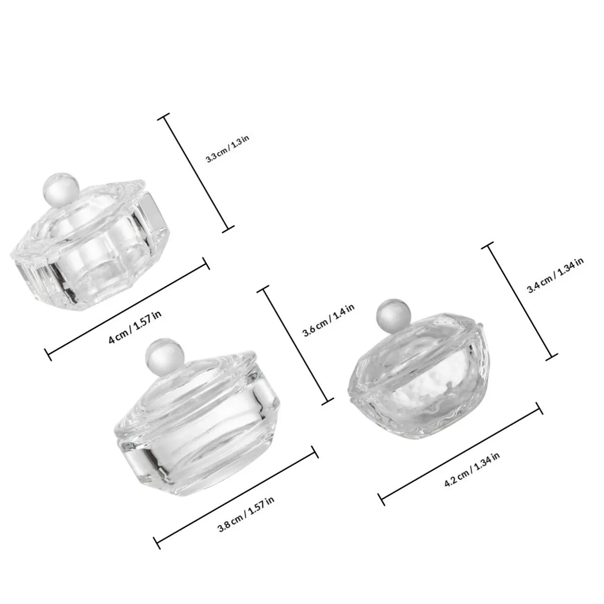 3 stuks Crystal Nail Art Cup Herbruikbare glazen beker voor Nail Art Design Geschikt voor natuurlijke valse acrylnagels manicure