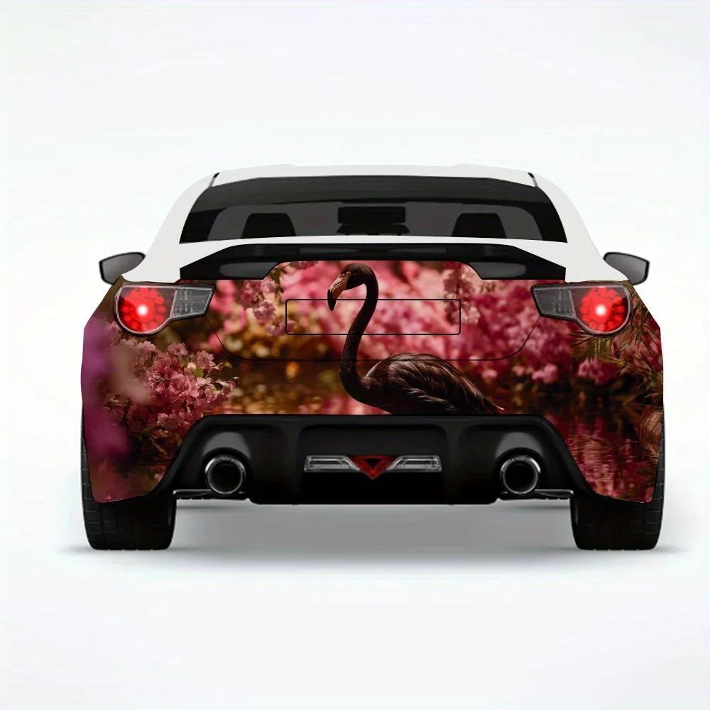 

Black Flamingo in Pink Forest Car Sticker-Vinyl Decal for Car Rear, Waterproof Self-Adhesive Vinyl Stickers for Vehicle Tail & B
