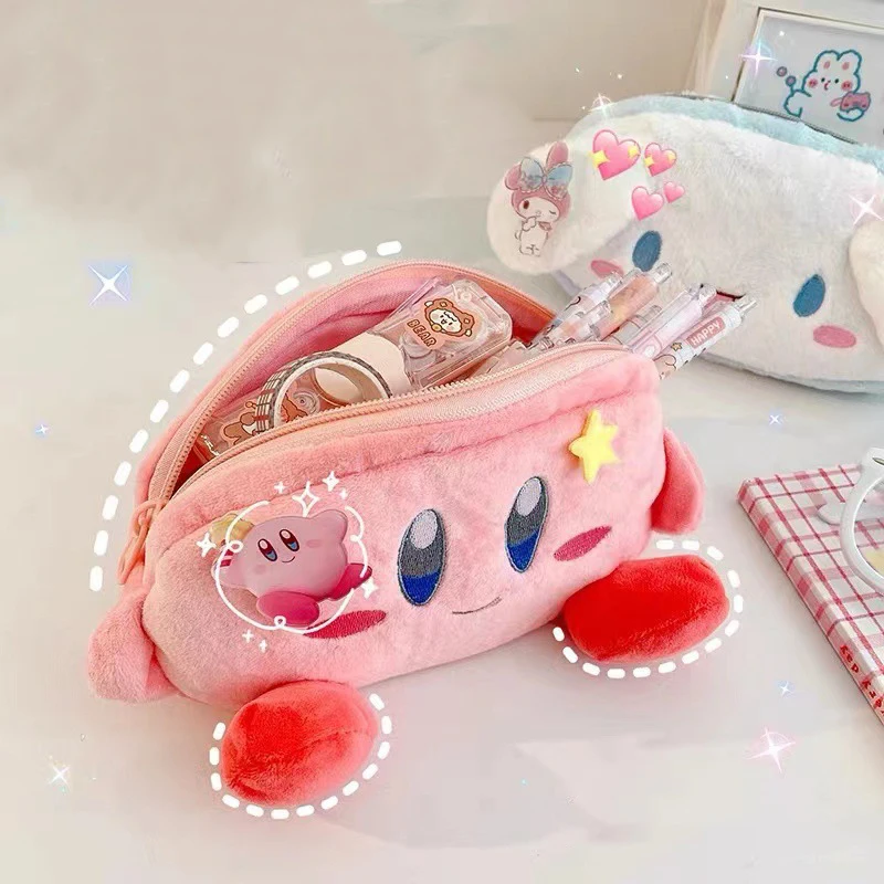 Sanrio Plush Pencil Cases Kawaii Kuromi Cinnamoroll Student Large Capacity Pen Pouch Pen Bag Girl Kid School Stationery Supplies