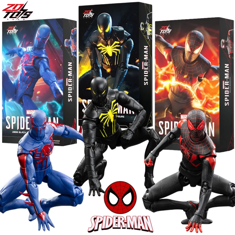 

ZDTDS Spider-Man 2099 O'Hara Miguel Miles Moralesl Anti-Ock Suit Action Figure Collection Joint Mobility GAME Model Toys Gifts