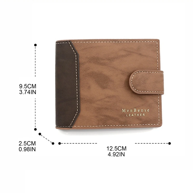 Cartera vintage para hombre, monedero triple piel sintética, cartera para tarjetas crédito comerciales