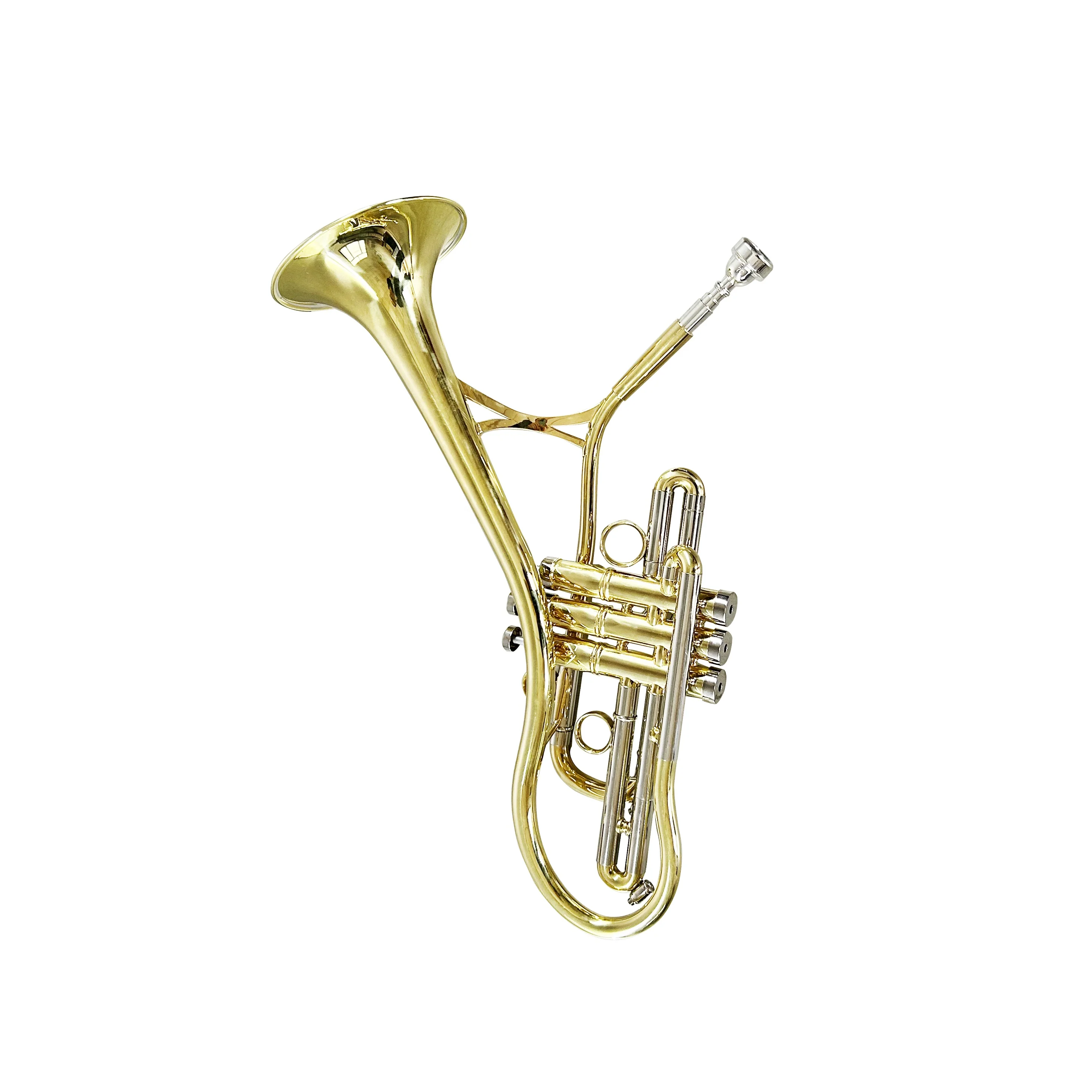 BB Tone OEM Imitation Gold Trompetta JYTR409ST Saxophone Style Trumpet with Brass Body and Gold Lacquer Surface