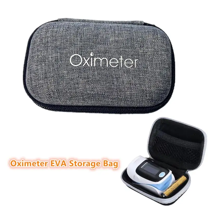 Portable EVA Oximeter Storage Case Reinforced Zipper Organizer Box Fingertip Blood Oxygen Monitor Protective Carry Bag