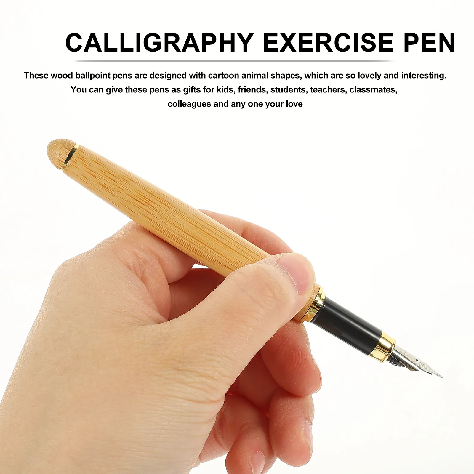 1Set Bamboo Fountain Pen Smooth Writing Comfortable Grip Calligraphy Pen Portable Delicate Writing Tool for Greeting Cards