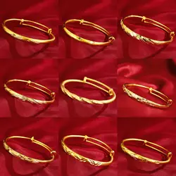 AU999 Gold Bracelet for Women Ancient Dragon and Phoenix Wedding Jewelry 24k Pure Gold Push-Pull Bracelet Open Hand Jewelry for