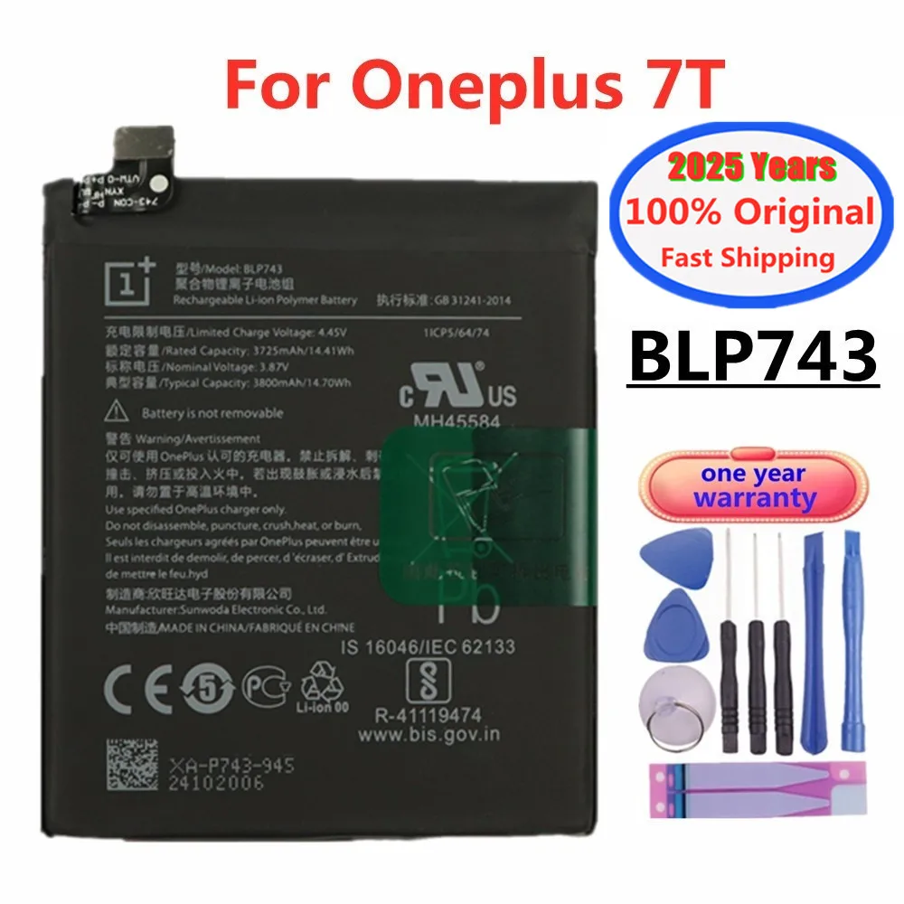 2025 Years BLP743 BLP745 1+ Original Battery For Oneplus 7T / 7T PRO One Plus 7T PRO 7Tpro High Quality Phone Battery Bateria