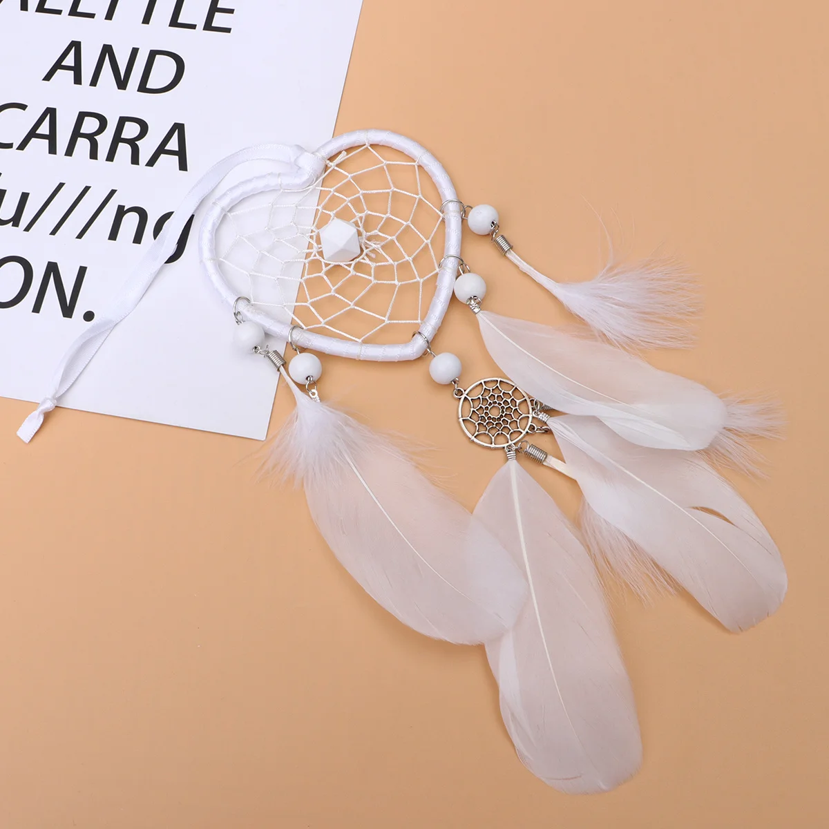 

Heart Shaped Dream Catcher White Hanging Ornament For Bedroom Living Room Indoor Decor Home Adornment Wall Hanging