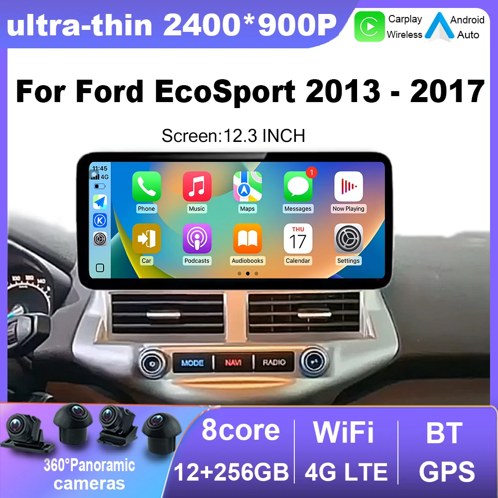 

Ultra-thin Screen for Ford EcoSport 2013 - 2017 12.3 inch Android 15 GPS Navigation Carplay Car Video Multimedia Player BT WiFi