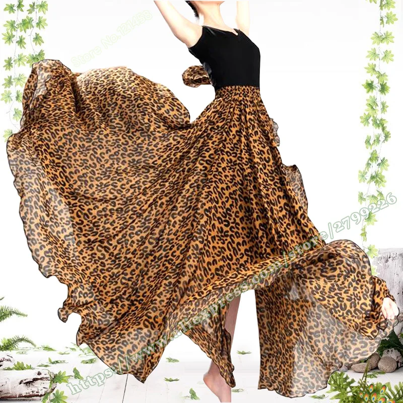 Plus Size Women's Long Skirt 2023 Summer xxxxxxl size Sexy Leopard Chiffon Elegant  Flowy Dance Maxi Skirt Women Mopping floor