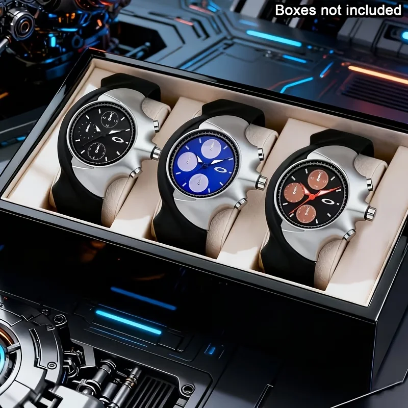 3Pcs Creative and Personalized Silicone Strap Watch Set for Men and Women, Suitable for Daily Wear, Parties, Valentine's Day, Easter, Christmas, New Year's Day, Halloween, Ramadan, and as a Gift for Friends and Family