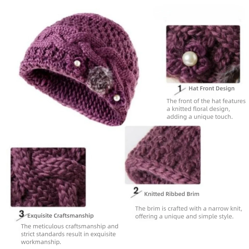 

Модная вязаная теплая шапка, толстый ветрозащитный пуловер, морозостойкая шапка с цветочной вышивкой, зимние шапки