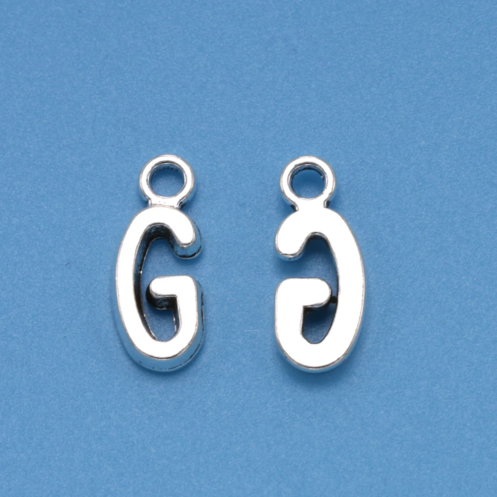 

50 Pcs Key Small Initial Charms Alloy Necklace Silver Letter for Jewelry Making Vintage