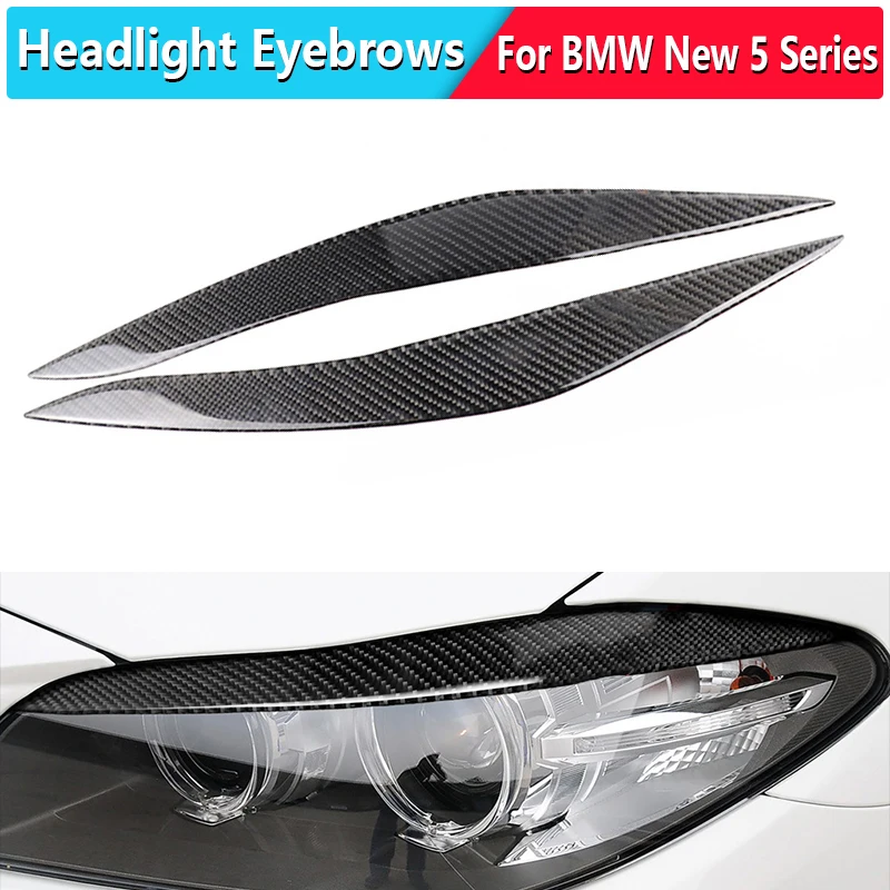 1 Pair Car Headlight Eyebrows Cover For BMW New 5 Series F10 F18 520li 525 2011-2017 Trim Decal Decor Headlight Eyebrows Carbon