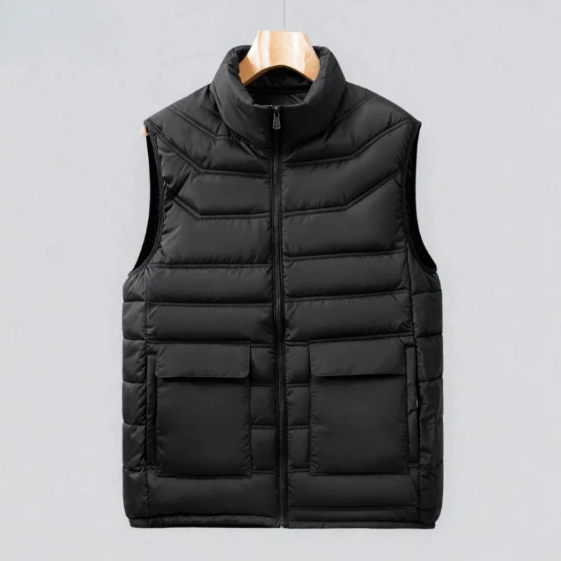 

Осень-зима 2024, новый мужской жилет, модный тренд, удобный деловой повседневный однотонный теплый ветрозащитный жилет высокого качества для мужчин