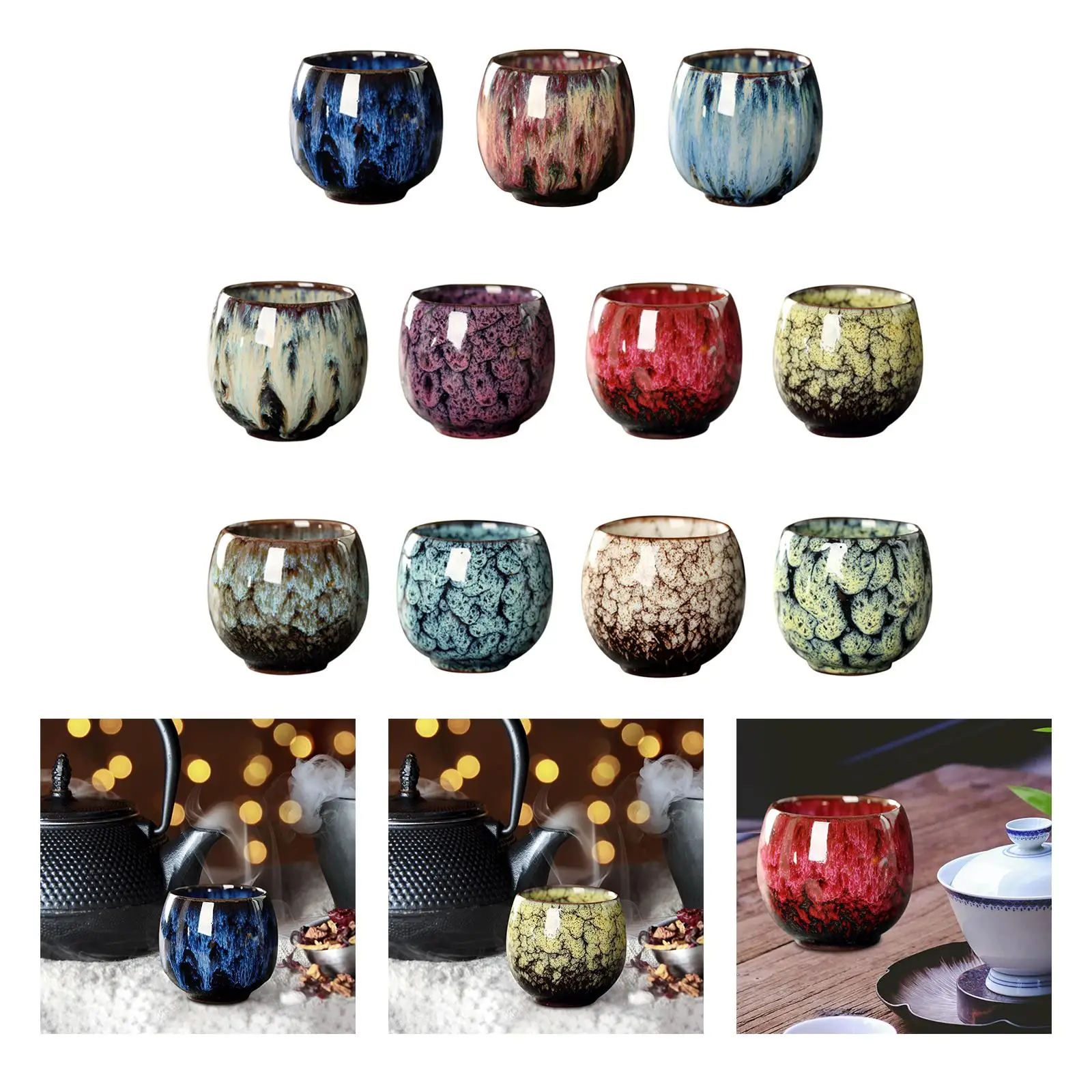 

Traditional Chinese Tea Cup Without Handles 110ml Drinkware Tea Mug Cup Mug for Hotel Shop Restaurant Green Tea