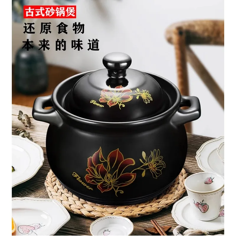 Chinese ceramic casserole, open flame, high temperature resistant soup pot, clay clay pot, gas saucepan,