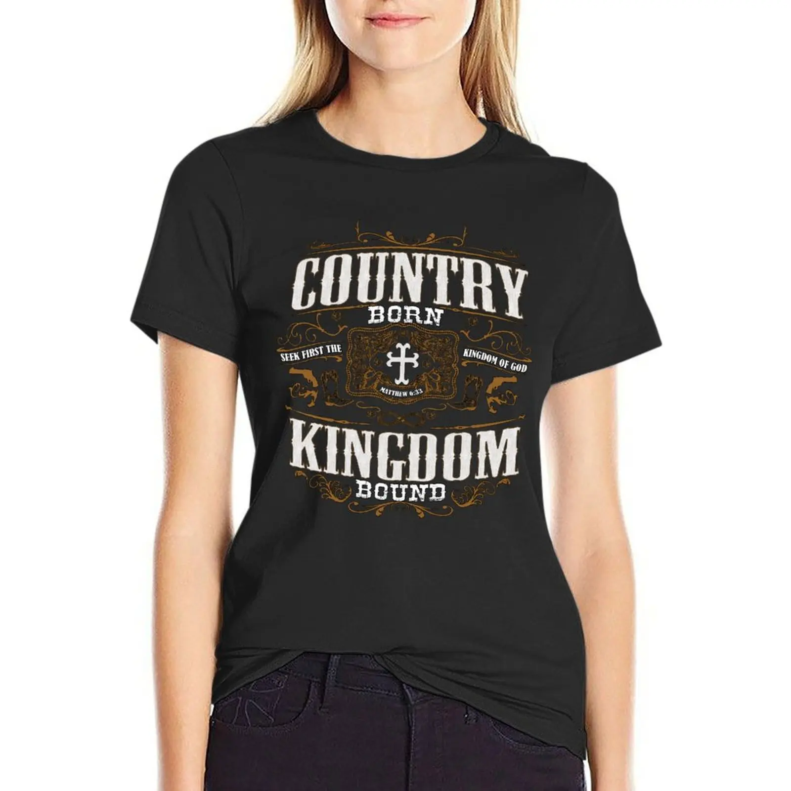 Country Born Kingdom Bound T-Shirt kawaii clothes plus size tops summer tops Women tops