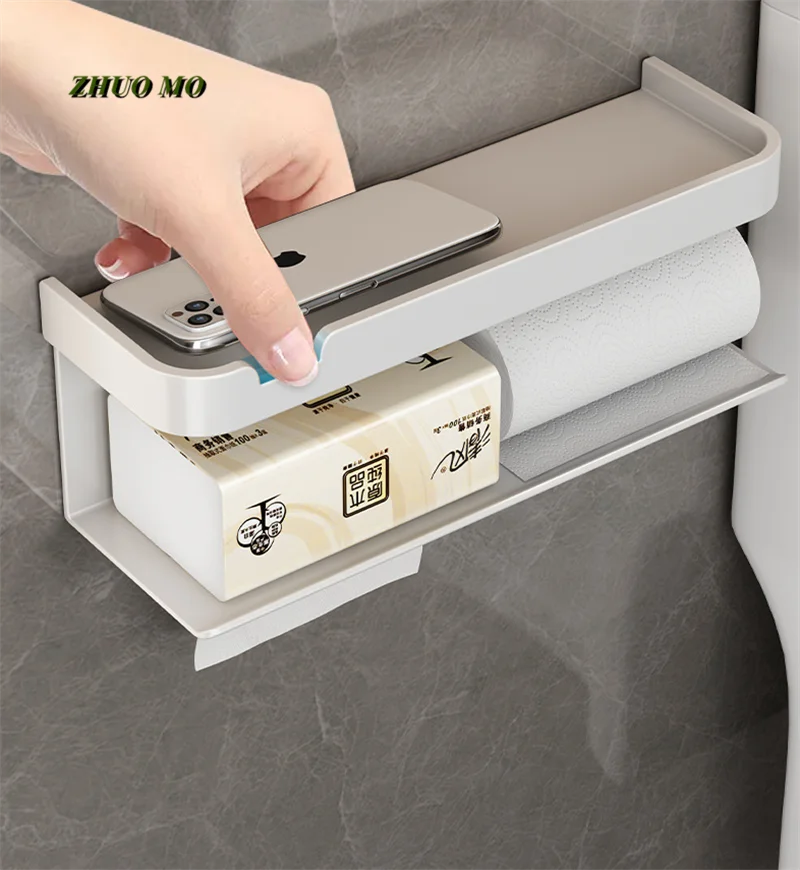 

White Aluminum Toilet Tissue Box without Punching, Roll Paper Drawer, Storage Rack, Bathroom Accessories, 2 Layers, 28*9cm, R096