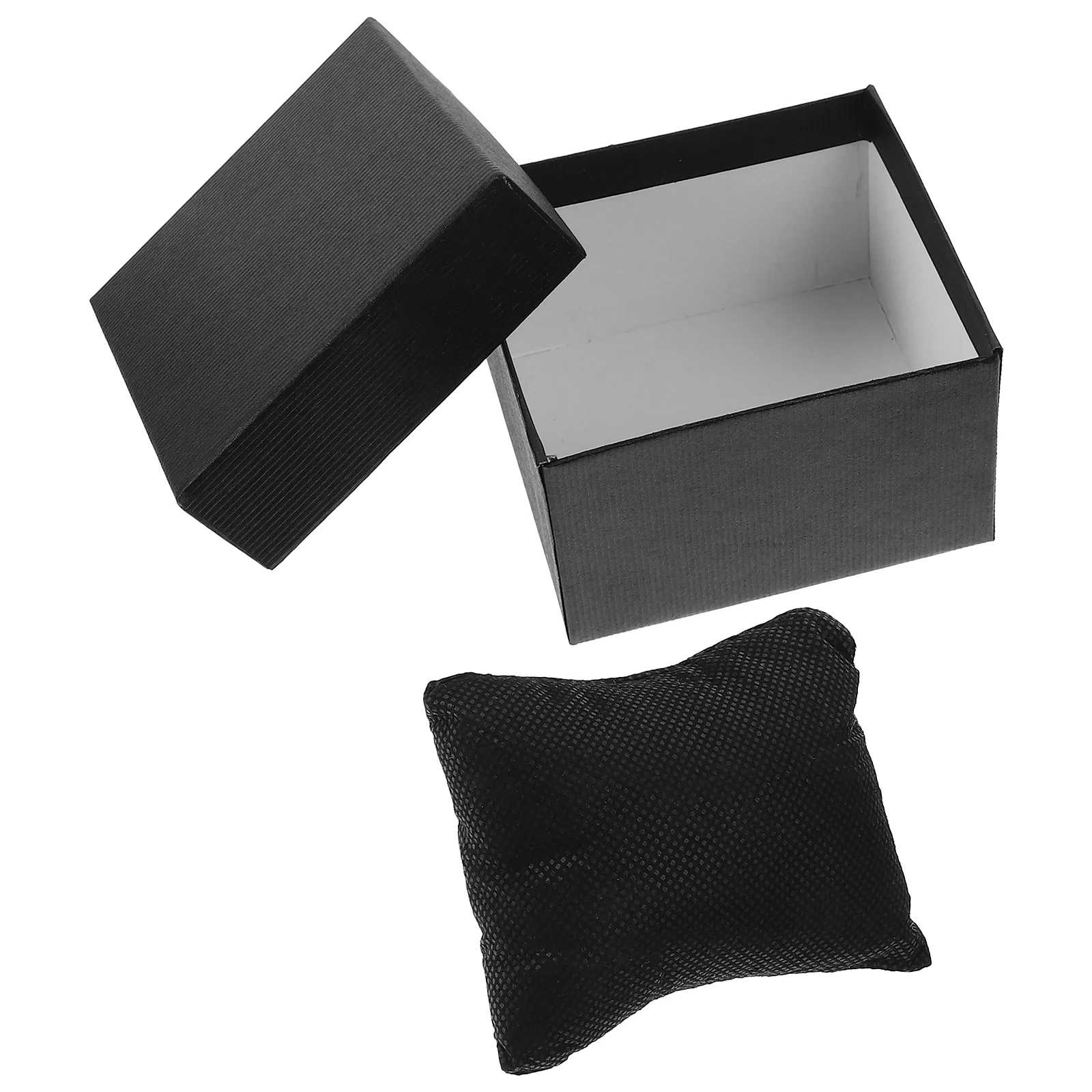 Scatola regalo in carta da 5 pezzi, cuscino in spugna, scatola portaoggetti per bracciale, custodia regalo per gioielli (nera) custodia per orologio in carta