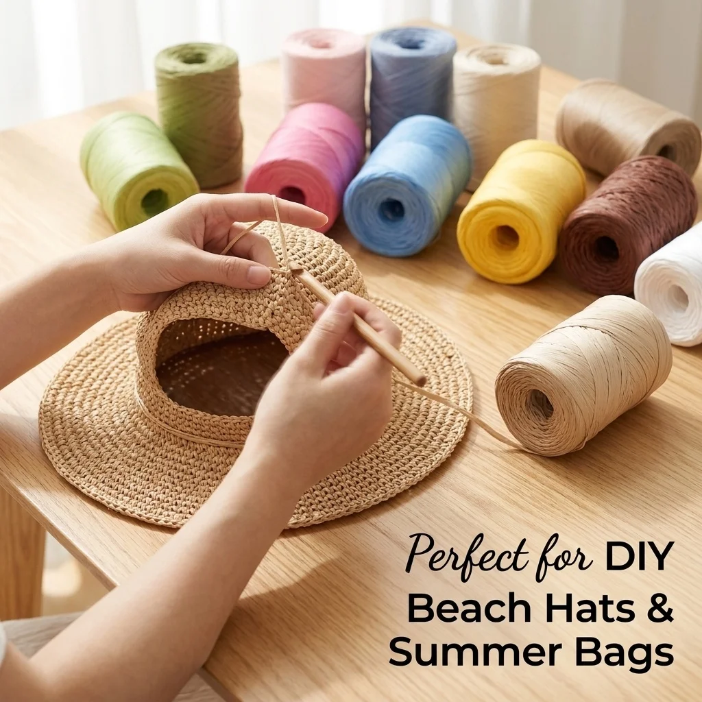 100g Natural Paper Raffia Yarn for Hand Knitting Crochet Straw Sandals Summer Hats DIY Hook Bags Cotton Grass Thread Soft Cord