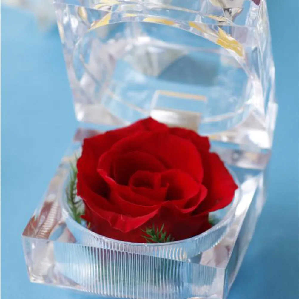 

Eternal Flower Acrylic Gift Box Romantic Ring Display Case for Girlfriend Wife Mother Red Decorative Keepsake Gift Box