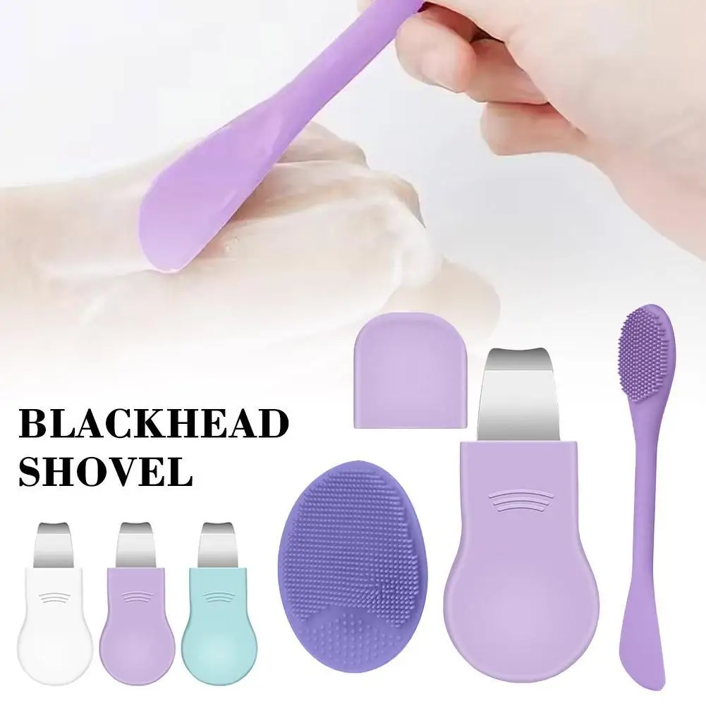 2 em 1 ferramenta de remoção de cravo facial espátula facial nariz removedor de cravo raspador de rosto de silicone para limpeza profunda ferramenta de cuidados com a pele