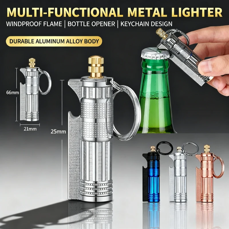 

Resistant Metal Multifunctional Lighter - 10,000 Uses Retro Keychain, Compact Men’s Tool, Wholesale for Daily/Outdoor/Travel Use