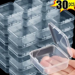 30/14PCS Mini Storage Box Transparent Square Plastic Case for Earring Ring Jewelry Packaging Portable Grocery Storage Organizer