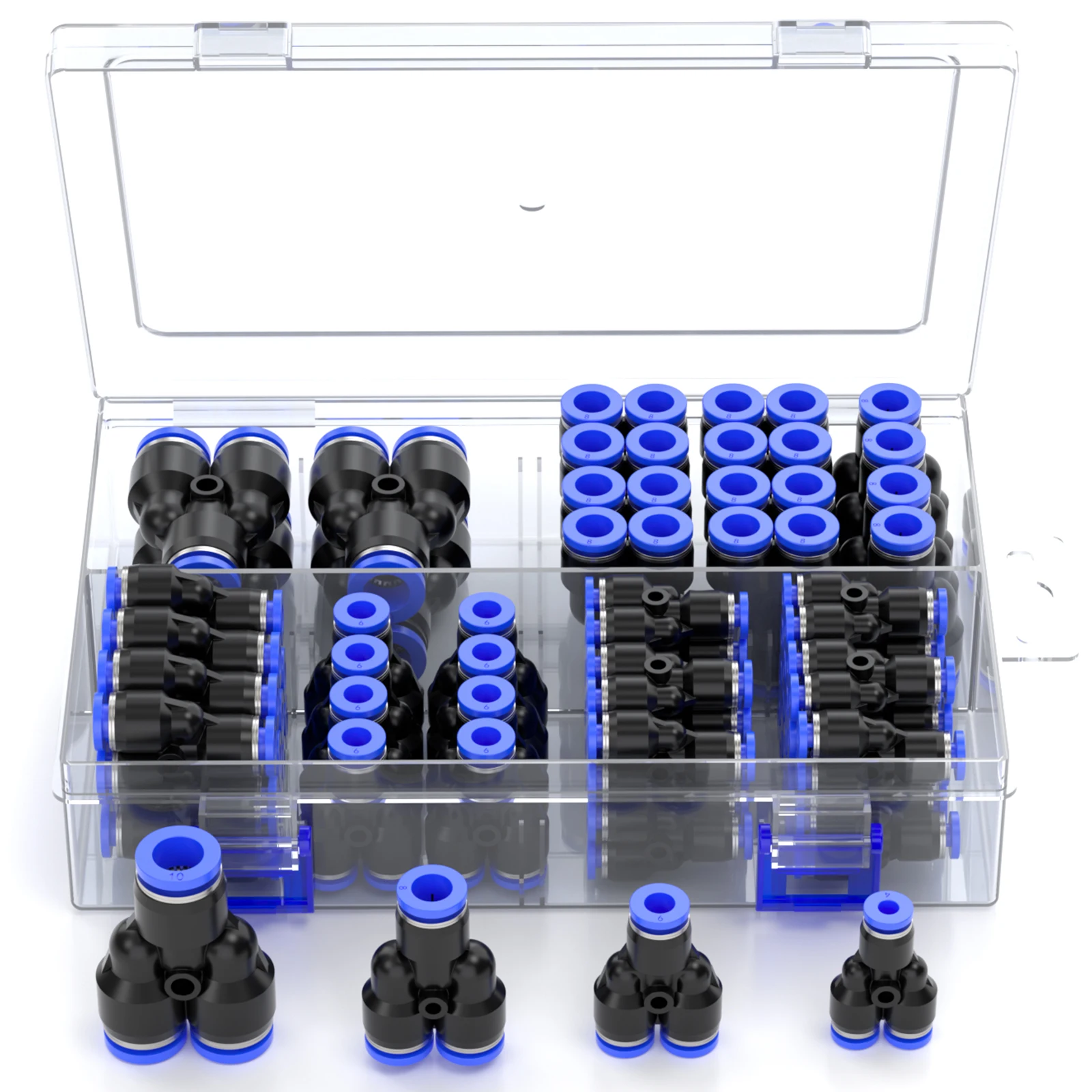 

PY Pneumatic Connector Kit Air Hose Fitting Set Durable 4/6/8/10/12/14/16mm for Air And Water Connections