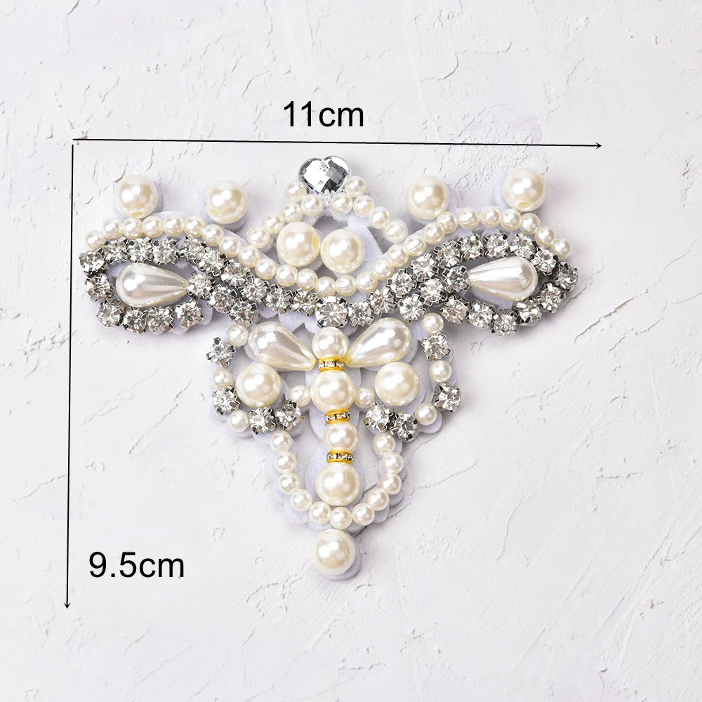 High Heels Shoe Patches Pearl Flower Applique Rhinestone Flatback Iron On Clothing Wedding Bridal Headband Trim Diy Decoration