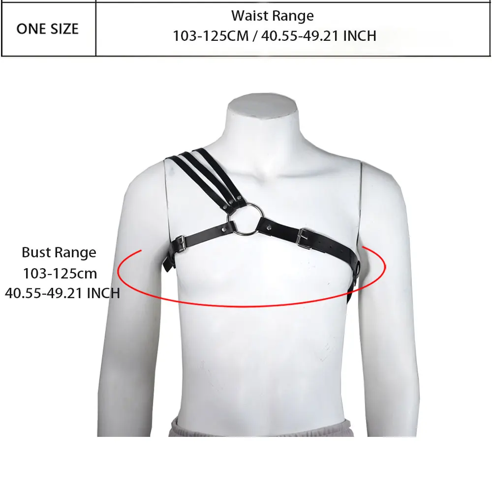 Men\'s Harness One Shoulder PU Leather Gay Men Chest Harness Bondage Black Leather Men Accessories Upper Erotic Body Men Harness