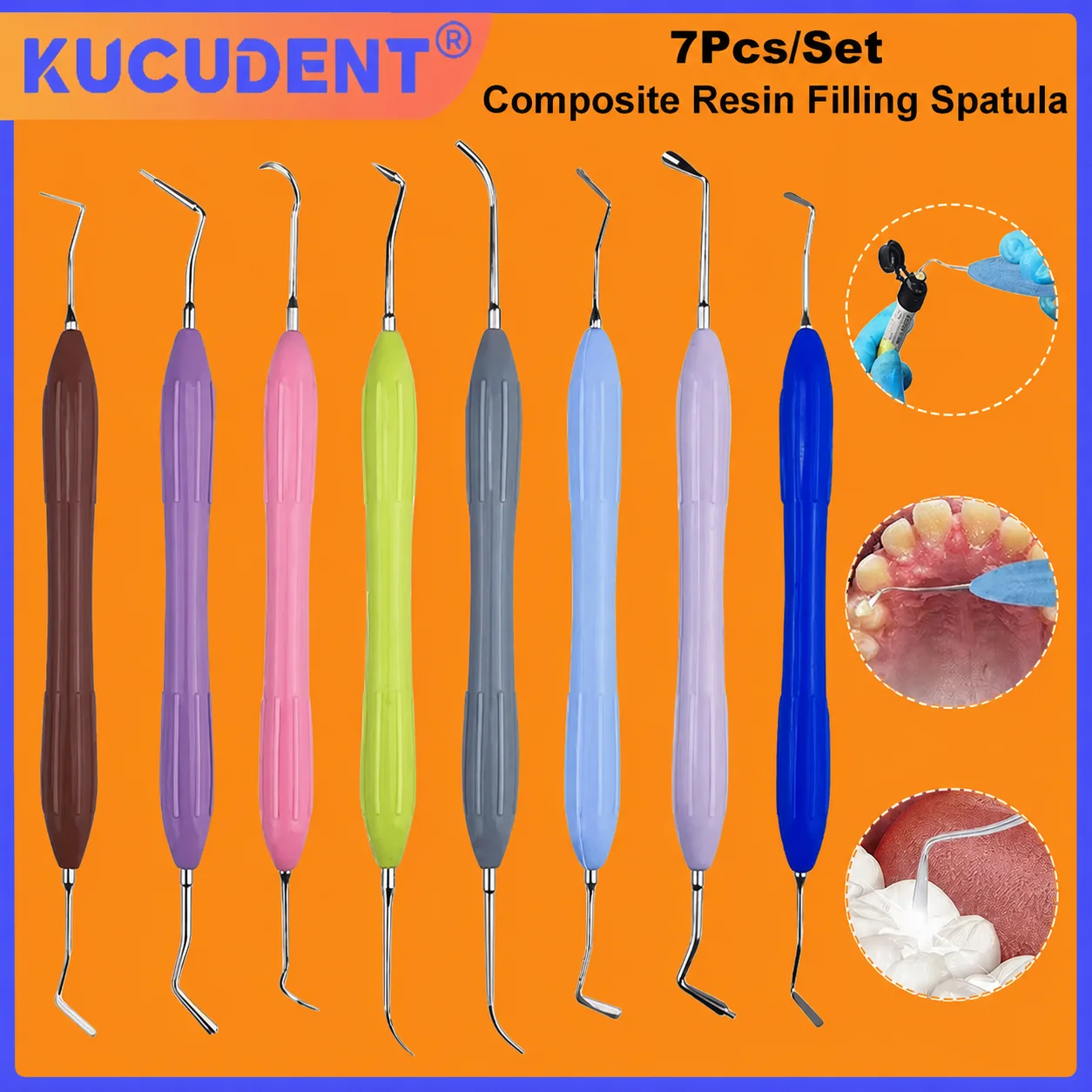 7pcs/set Dental Composite Resin Filling Instruments Spatula Aesthetic Restoration Kit Placement Restorative Dentist Tools