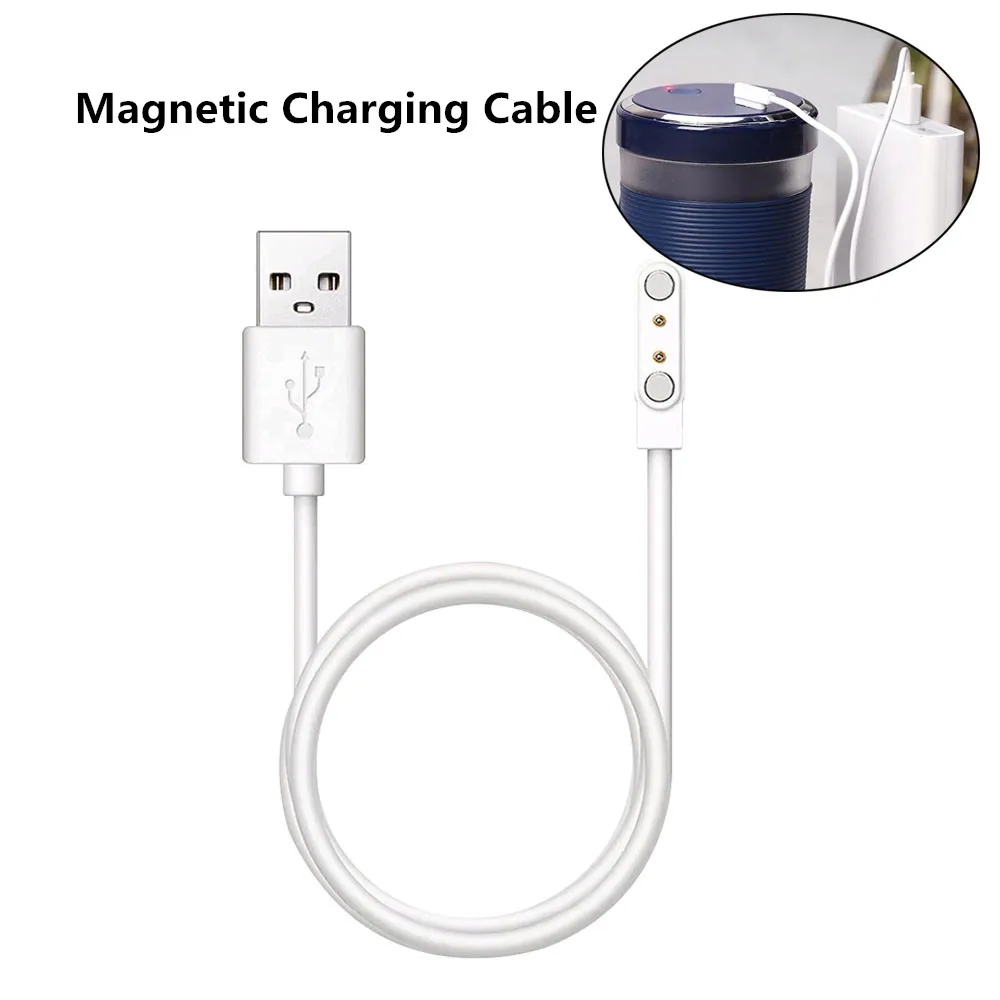 Smart Watch Magnetic Charging Cable 2/4Pin 2.84/4.0/7.62mm Spacing Charging Cable for Wristwatch Juicer USB Power Charger White